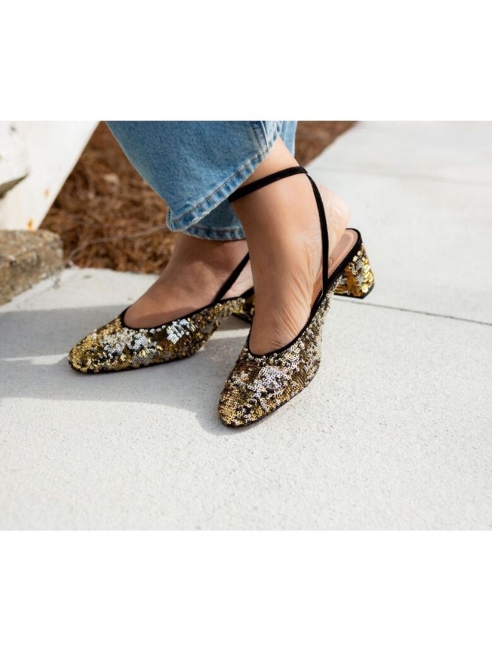 J. Crew Millie Ankle Strap Heels in Italian Sequin Fabric